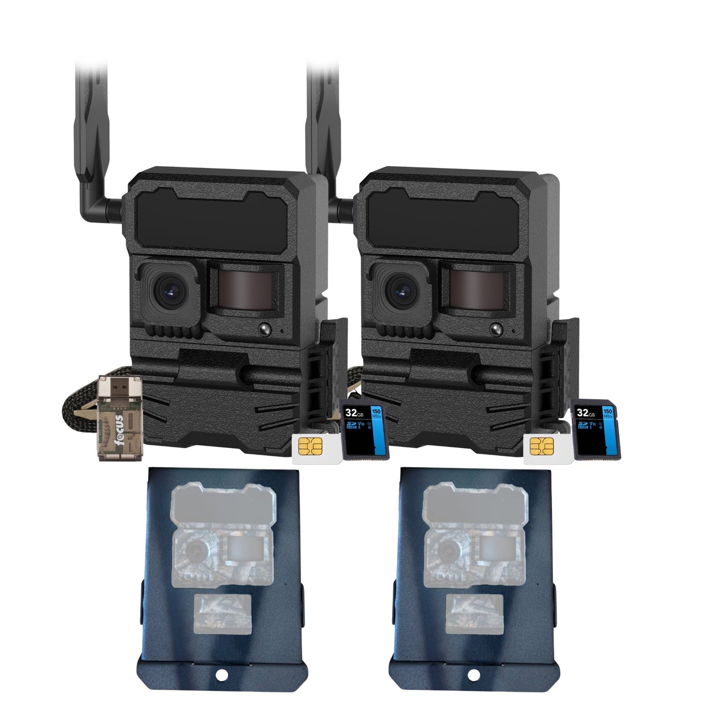 Yellowstone Y2 Black Wide Lens Trail Camera (2-Pack) with Security Box and Accs