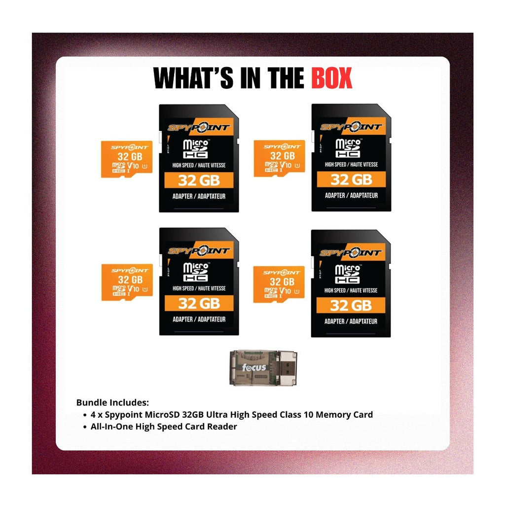 Spypoint MicroSD-32GB Memory Card (4-Pack) with Reader Bundle