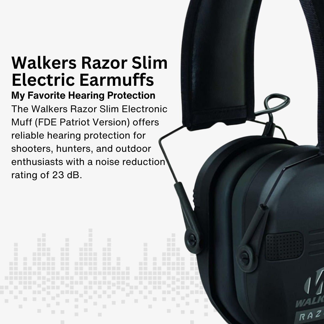 Walker's Razor Slim Electronic Muffs with Walkie Talkie Attachment Bundle