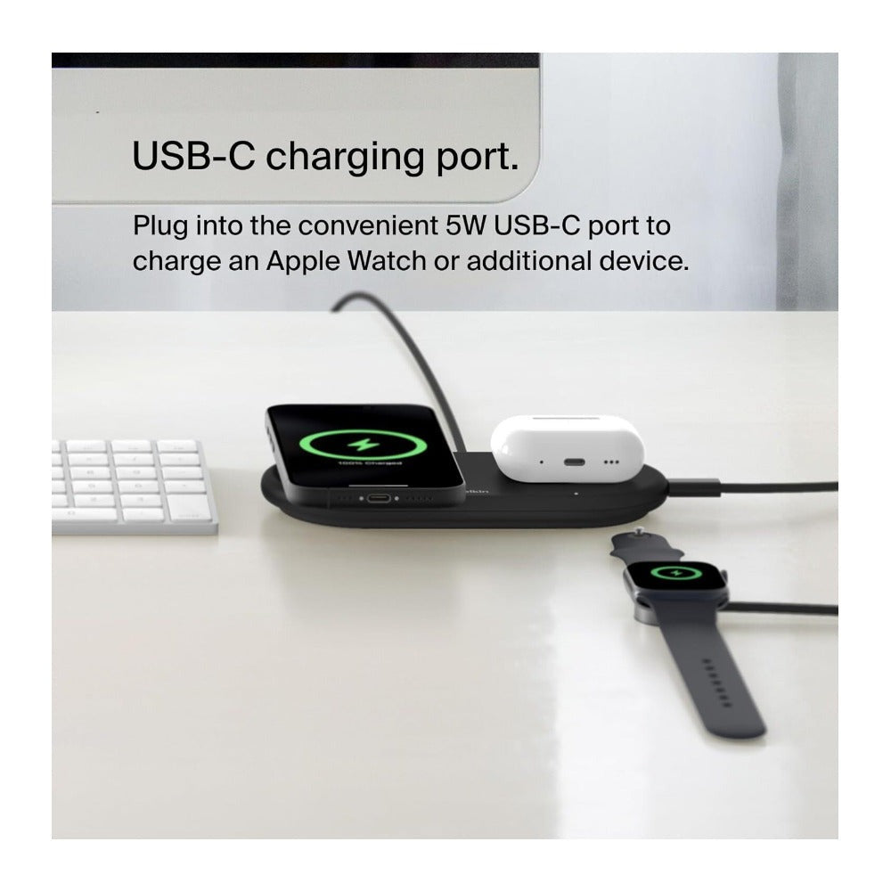 Belkin BoostCharge Pro 2-in-1 Magnetic Wireless Charging Pad with Qi2 (Black)