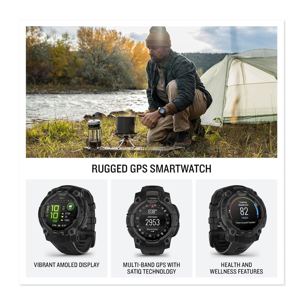 Garmin Instinct 3 45mm Black AMOLED GPS Smartwatch Bundle with T710 Earbuds