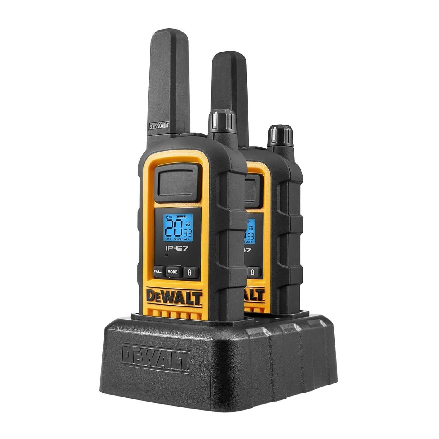 DEWALT FRS Walkie Talkies 4 Pack with Headsets, Long Range 2-Way Radios and IP67