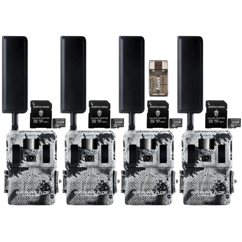 Spartan GoLive2 4G/LTE Trail Camera (4 Pack) with 32GB Memory Card & Card Reader