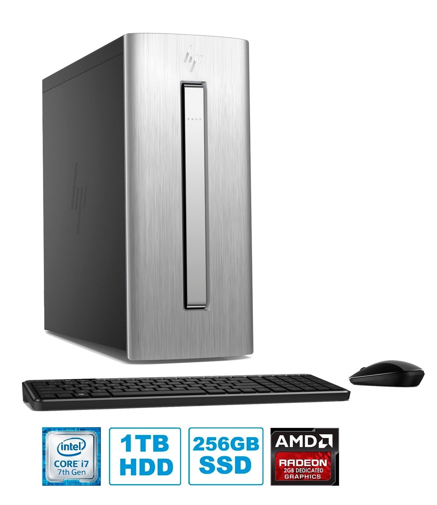 HP Envy 750-520 Desktop Tower, Intel Core i7-7700, 8GB RAM, 1TB HDD + 256GB SSD (Refurbished)
