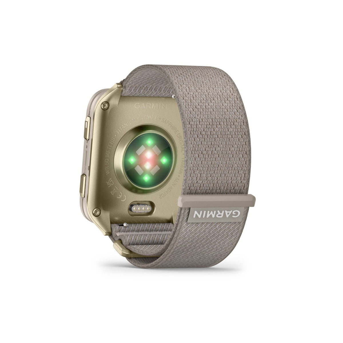 Garmin Venu X1 GPS Smartwatch (Soft Gold Titanium Case, French Gray Nylon Band)
