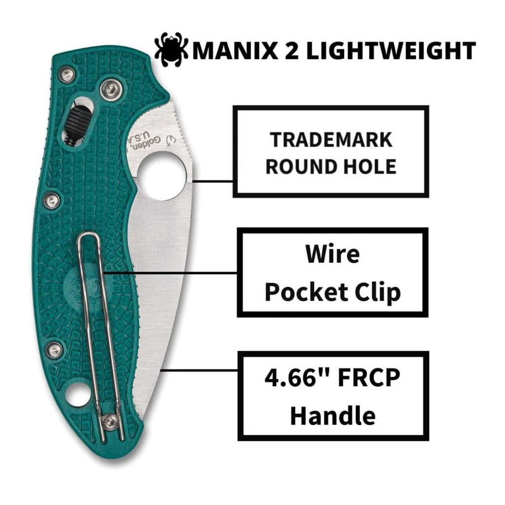 Spyderco Manix 2 3.37-Inch CPM SPY27 Steel Blade PlainEdge Foldable Knife (Blue)