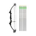 Genesis Archery Original Compound Bow (Left Hand, Black) and Six Arrows