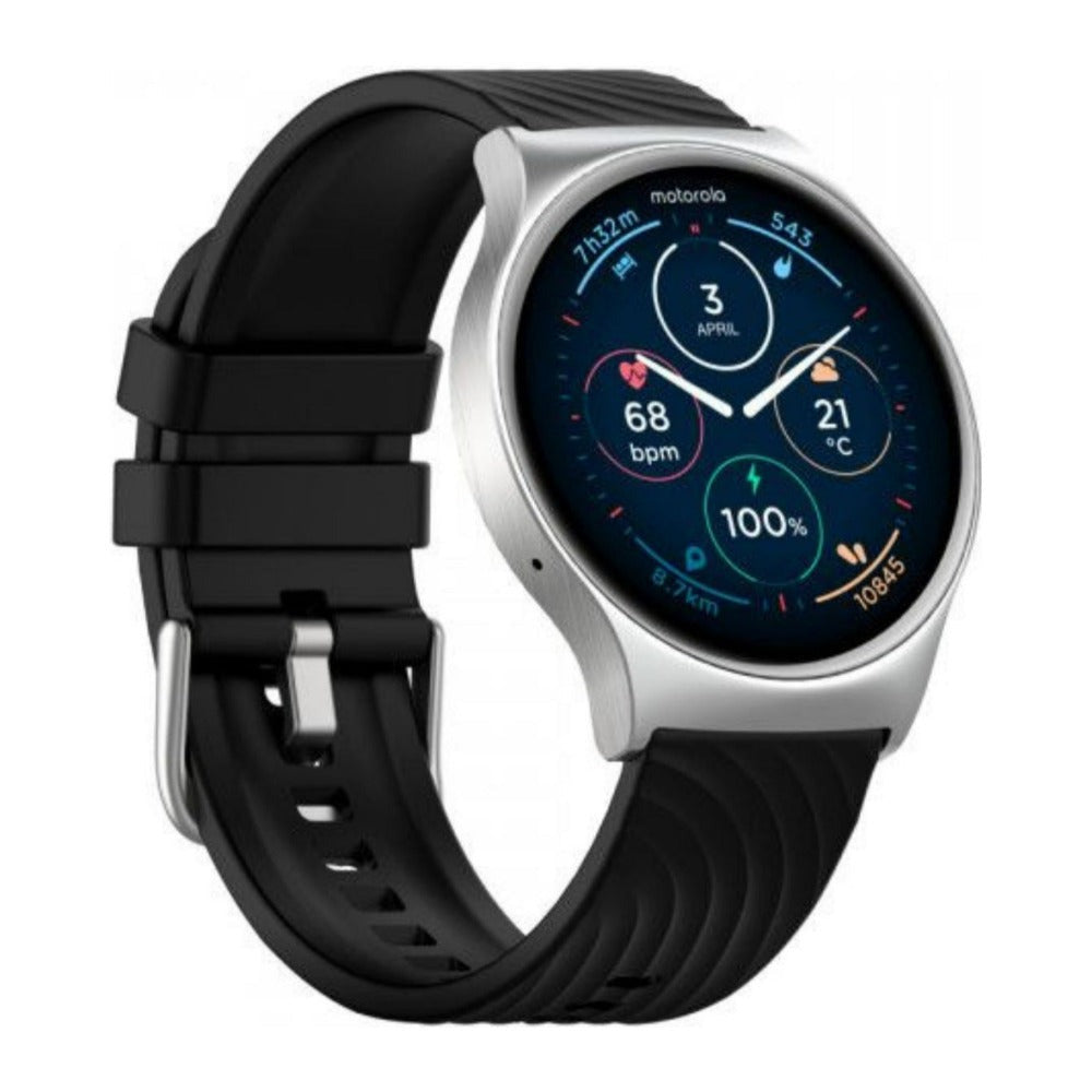 Motorola Moto 120 Bluetooth Smartwatch with AMOLED Display and Google Fit (Glacier Silver)
