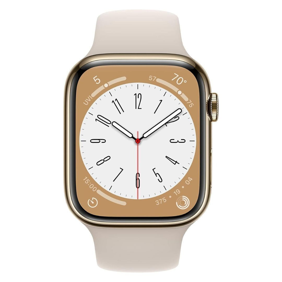 Apple Watch Series 8 (GPS + Cellular, 45mm) – Gold Stainless Steel Case, M/L Band (Used)