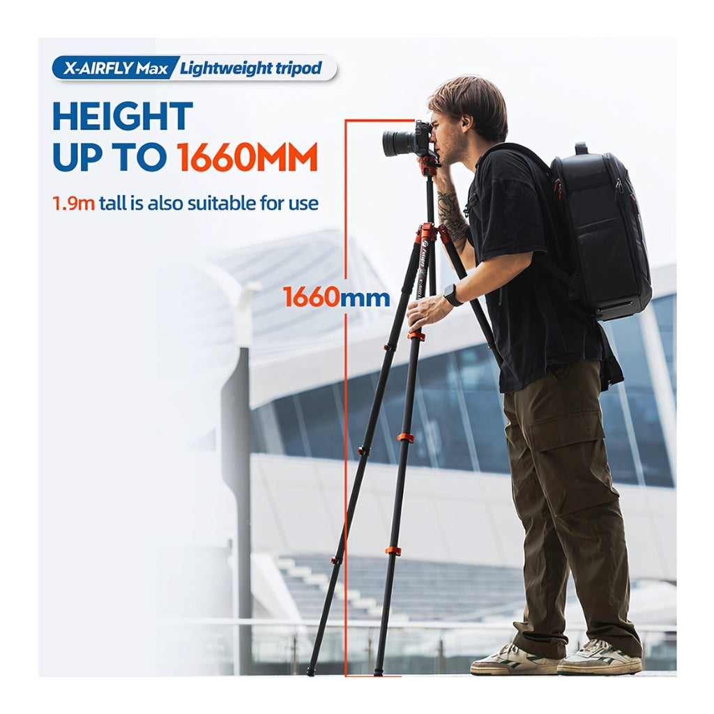 Fotopro X-Airfly Max Tripod with Detachable Monopod and Phone Holder (Orange)