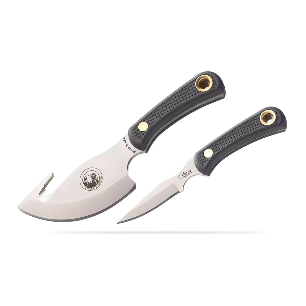 Knives Of Alaska 00012FG Light Hunter Combo Set with Leather Sheath (Black)