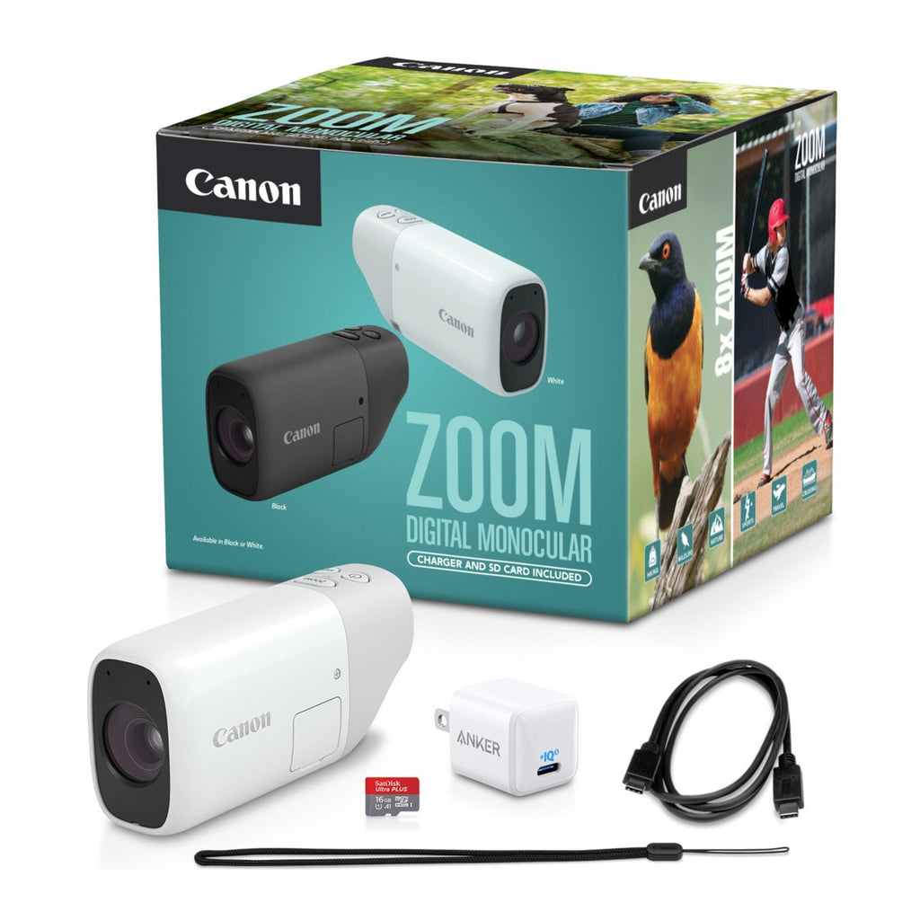 Canon ZOOM Digital Monocular with USB Charger and microSD Card (White)