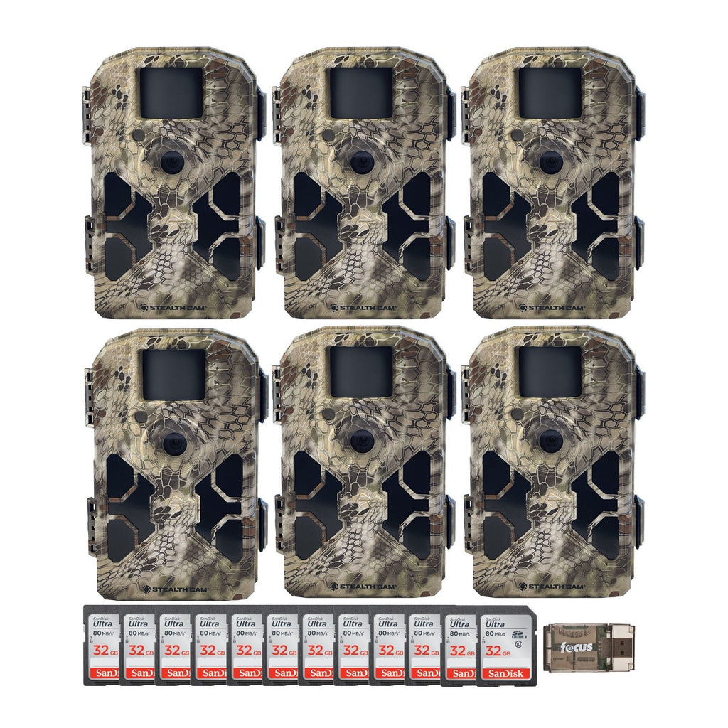 Stealth Cam 2022 G42NG 32MP No Glow Trail Cameras, Kryptek, & Cards Kit (6-Pack)