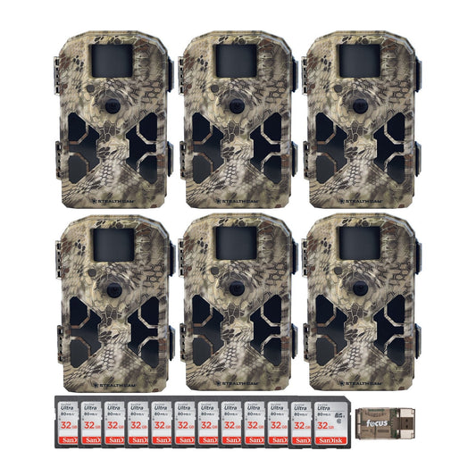 Stealth Cam 2022 G42NG 32MP No Glow Trail Cameras, Kryptek, & Cards Kit (6-Pack)