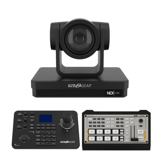 BZBGEAR 30x PTZ Camera Broadcast Kit with 4-Channel Mixer and Advanced Controller with Joystick