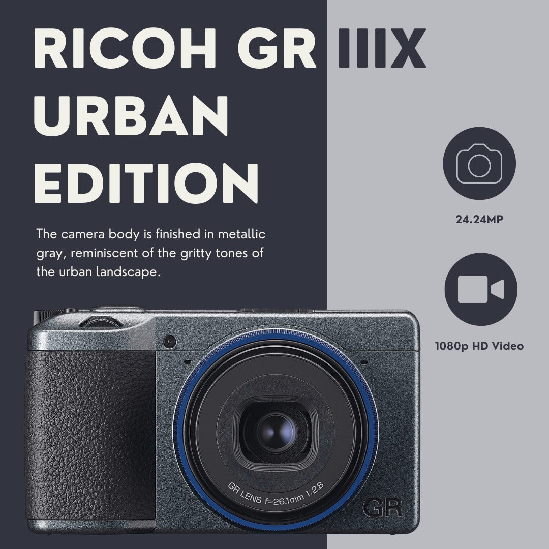 RICOH GR IIIx Urban Edition Digital Camera with Case, 64GB Memory Card, and Spare Battery
