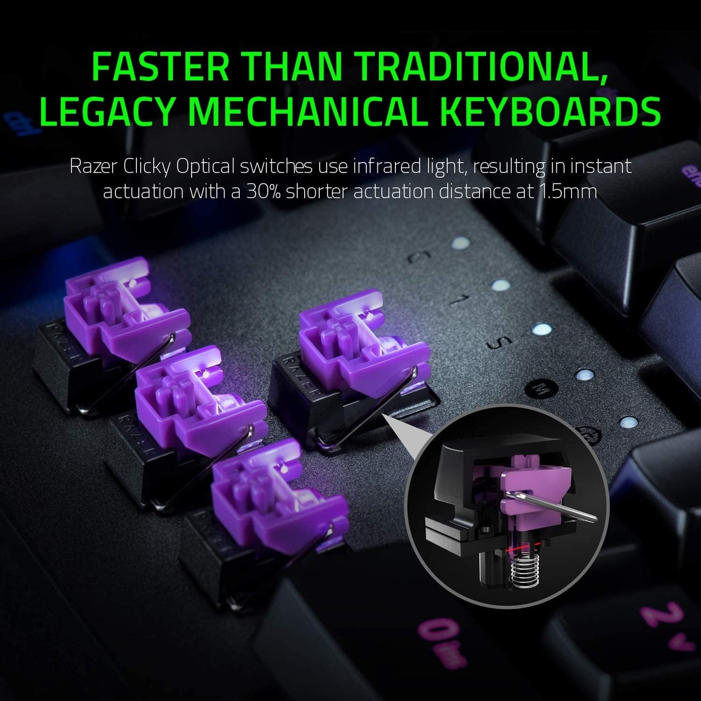 Razer Huntsman Elite Optical Gaming Keyboard, Clicky Purple Switches (Certified Refurbished)