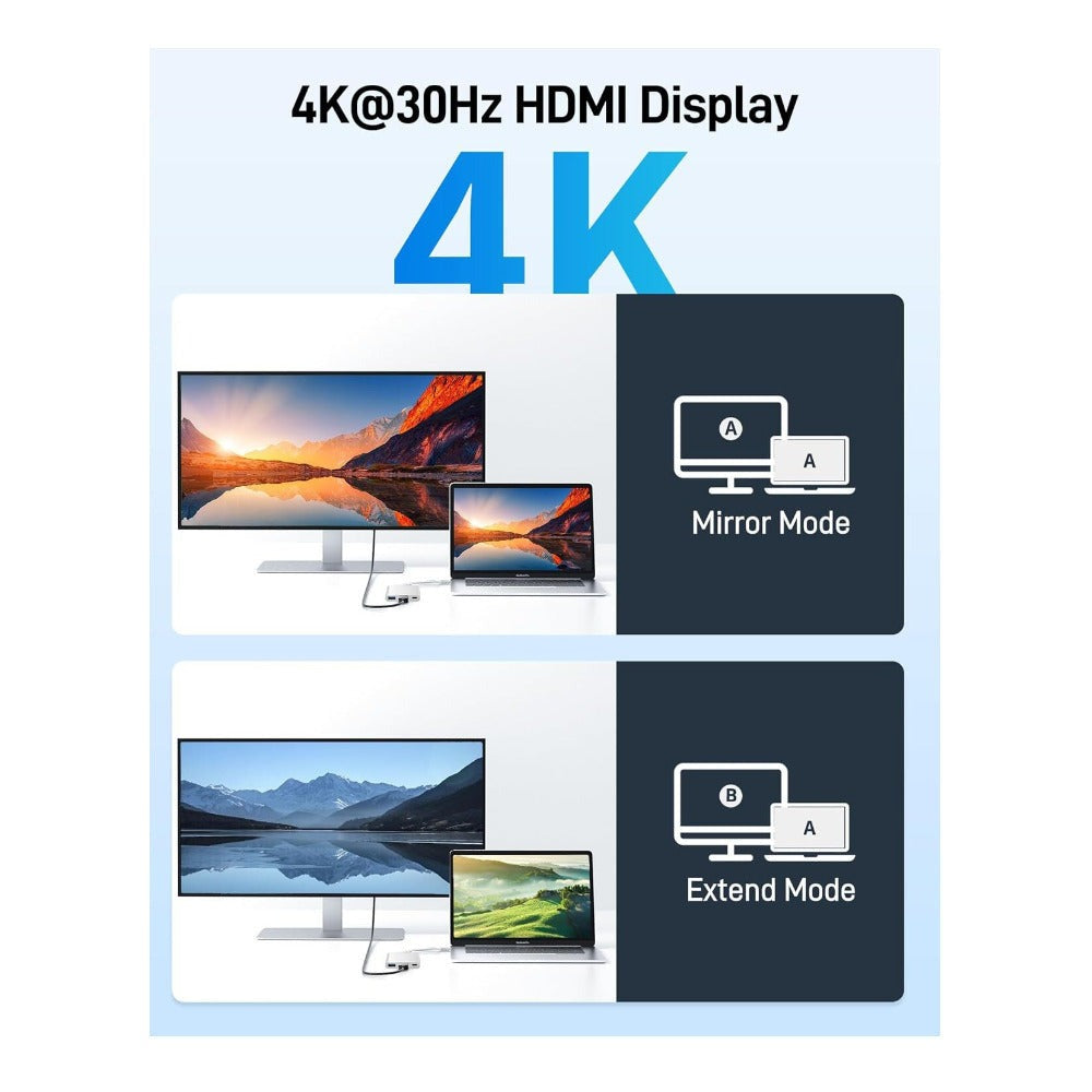 Acer USB-C to HDMI 4K Hub with 100W PD and USB-A 3.0 Port (Silver)