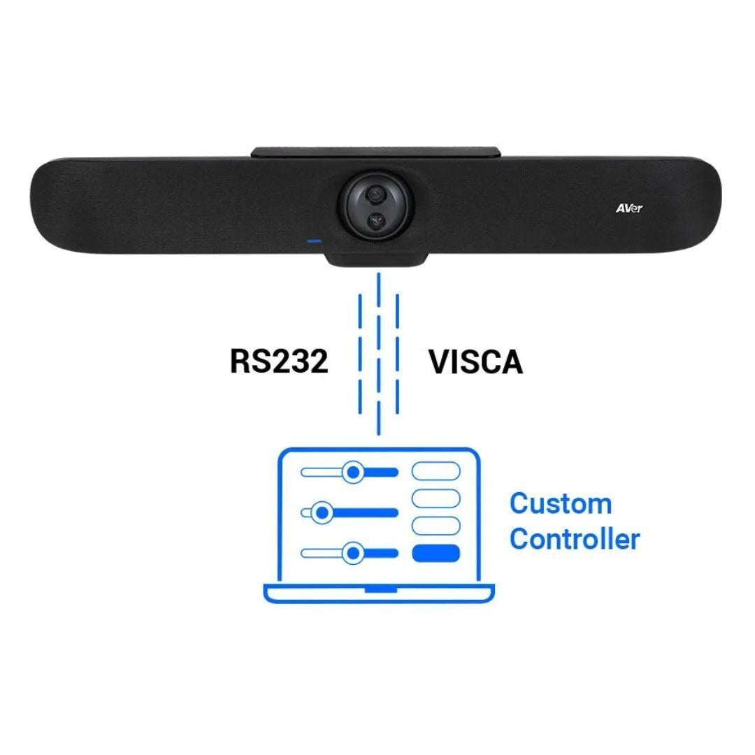 AVer VB350 Dual Lens Sleek Design 4K PTZ Conference Video Bar for Medium and Large Rooms (Black)