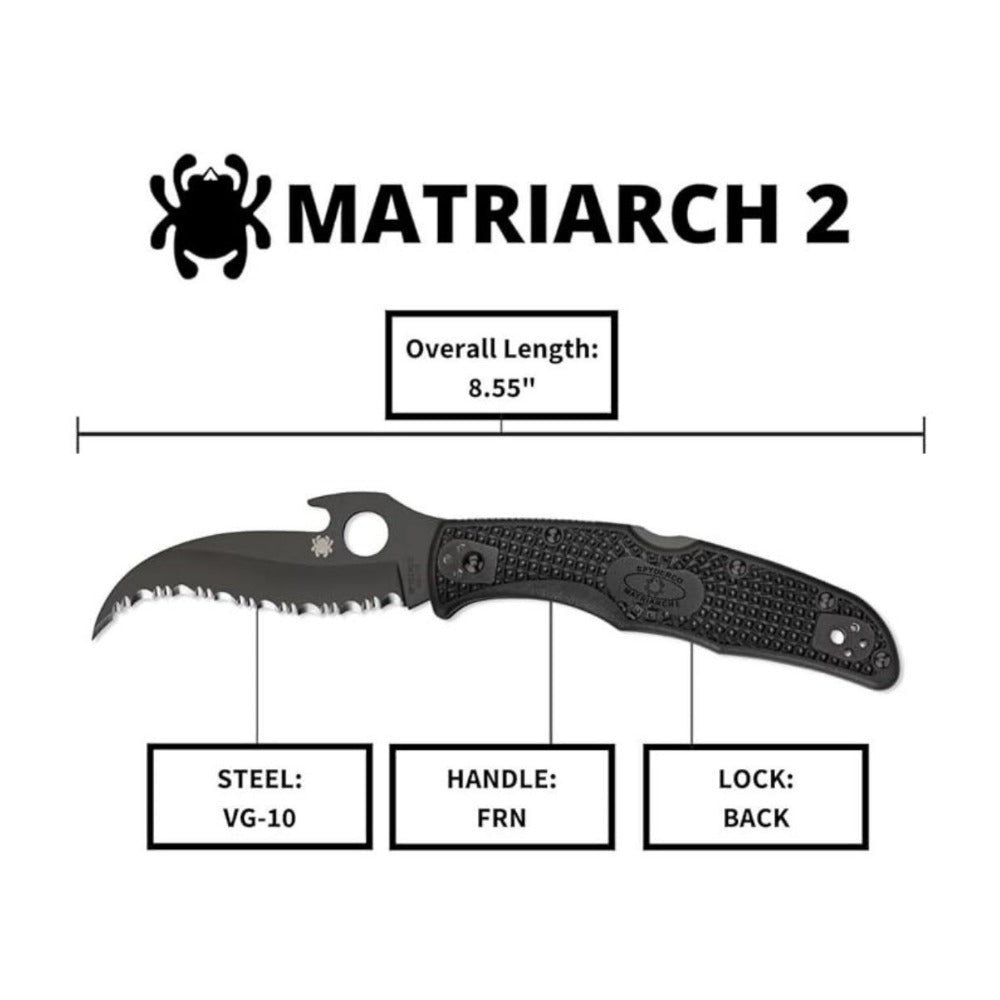 Spyderco Matriarch 2 Folding Knife with Emerson Opener and VG-10 Black Steel Blade (SpyderEdge)