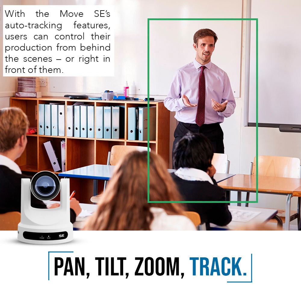 PTZOptics Move SE 30x 1080p Full HD Advanced PTZ Auto-Tracking Zoom Camera (White, 3-Pack) Bundle
