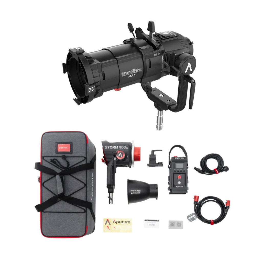 Aputure STORM 400x White LED Monolight (V-Mount) with Spotlight Max Kit Bundle