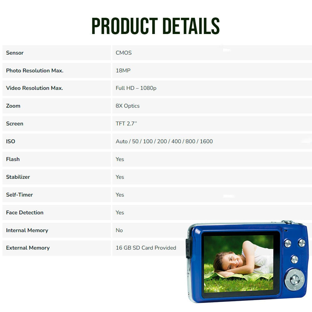Agfa Photo DC8200 Compact Digital Camera (Blue) with Camera Case (Black and Galaxy Blue) Bundle