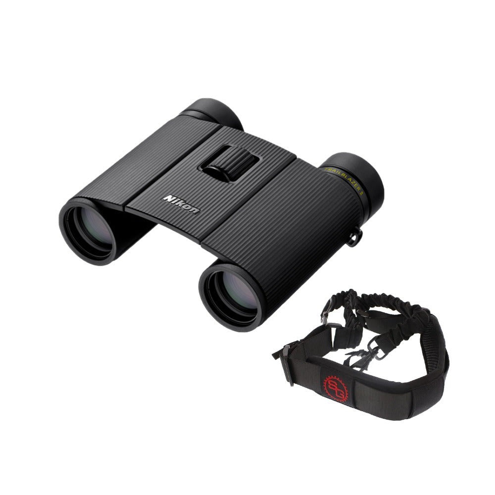 Nikon Trailblazer II 10x25 Compact Binoculars (Black) with Sling Strap Bundle