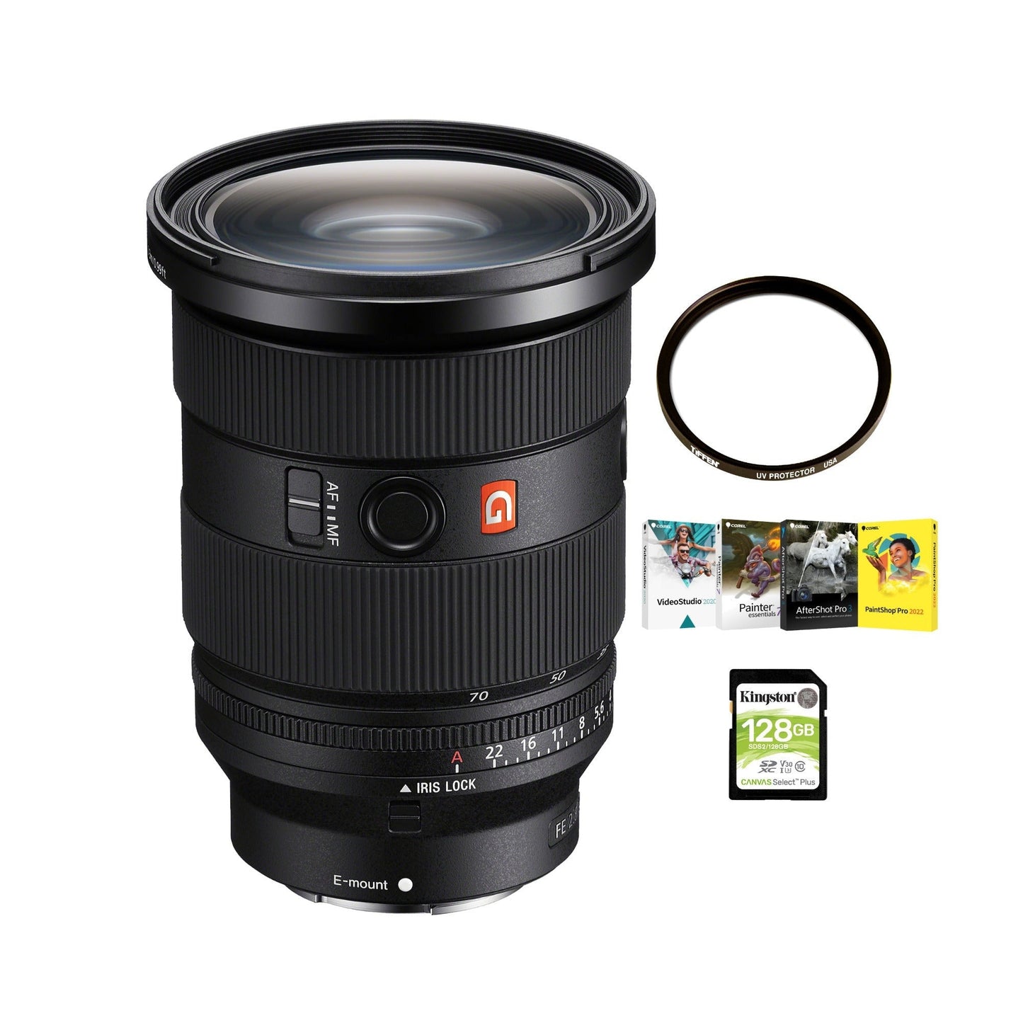 Sony FE 24-70mm f/2.8 GM II Lens Bundle with 128GB Card, Filter & Softwares