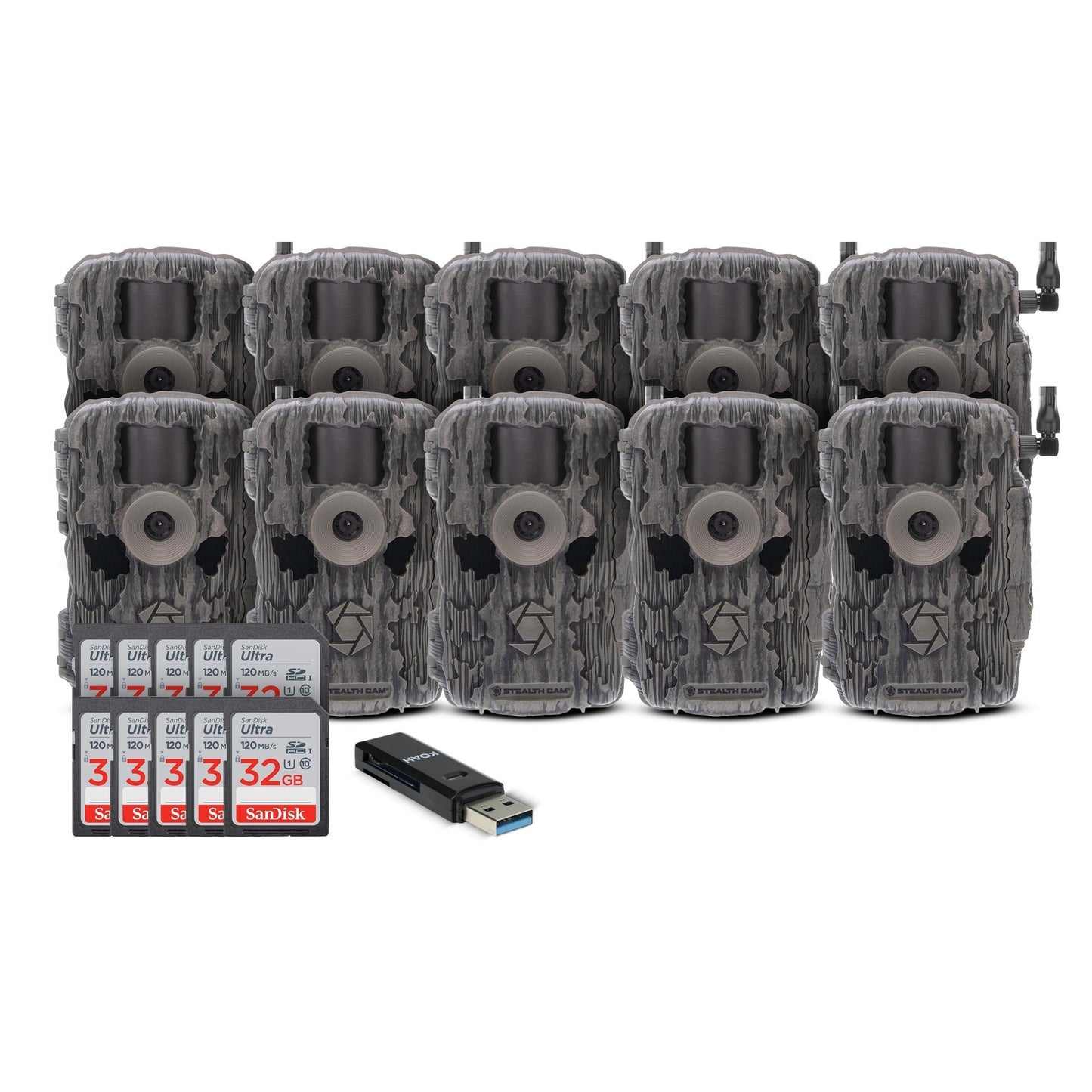 Stealth Cam Fusion X-Pro 36MP 720P Cellular Dual Sim Trail Camera 10-Pack Bundle