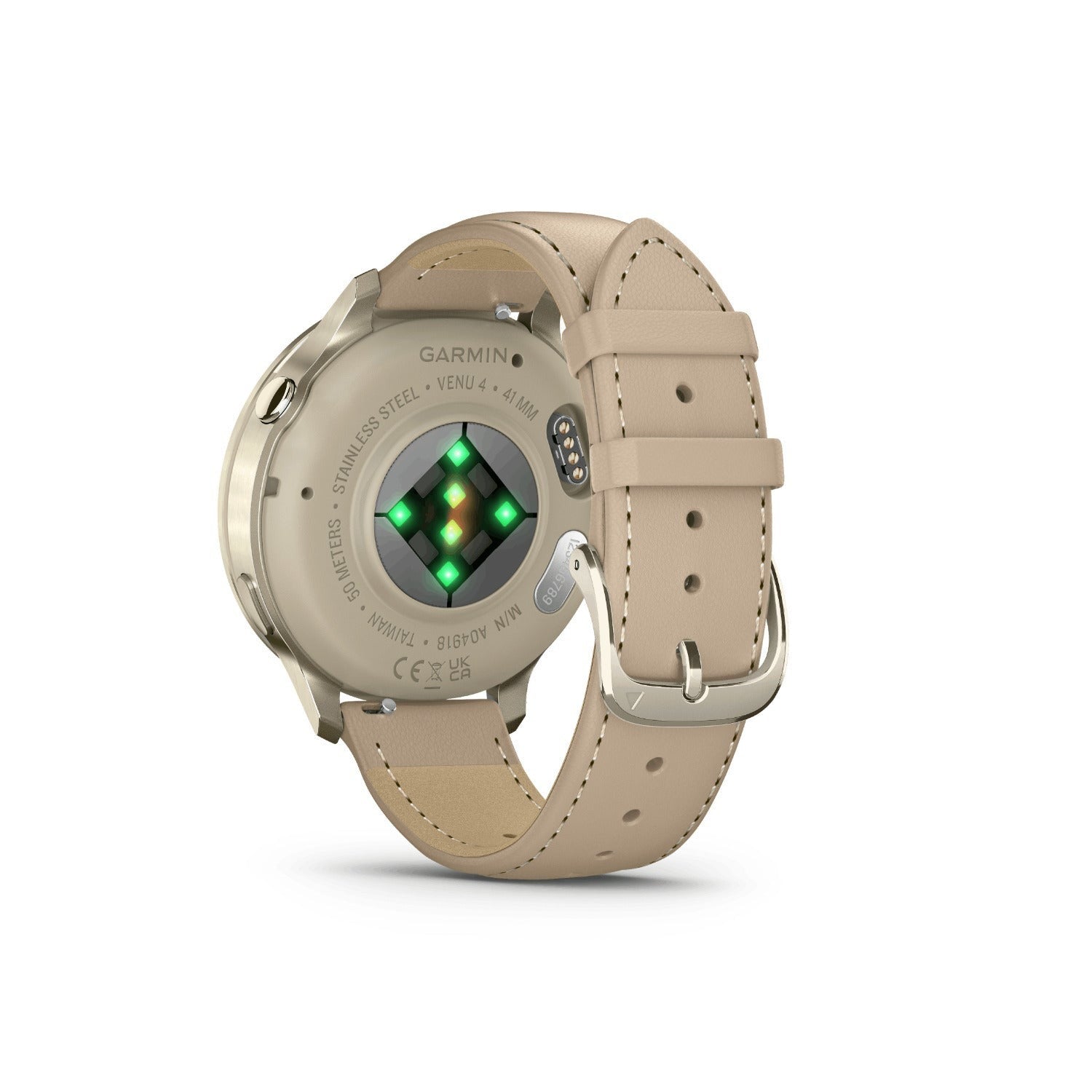Garmin Venu 4 41mm 1.2-Inch Amoled GPS Smartwatch Lunar Gold/Light Sand Leather