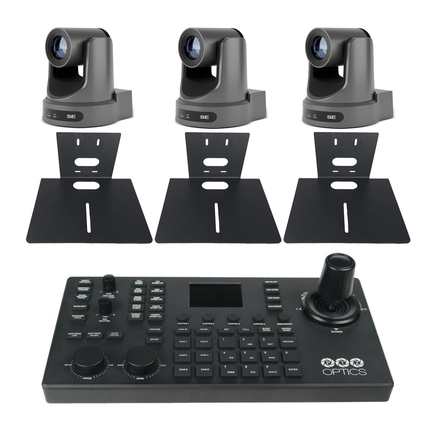PTZOptics Move SE 30x 1080p Full HD Advanced PTZ Auto-Tracking Zoom Camera (Gray, 3-Pack) Bundle