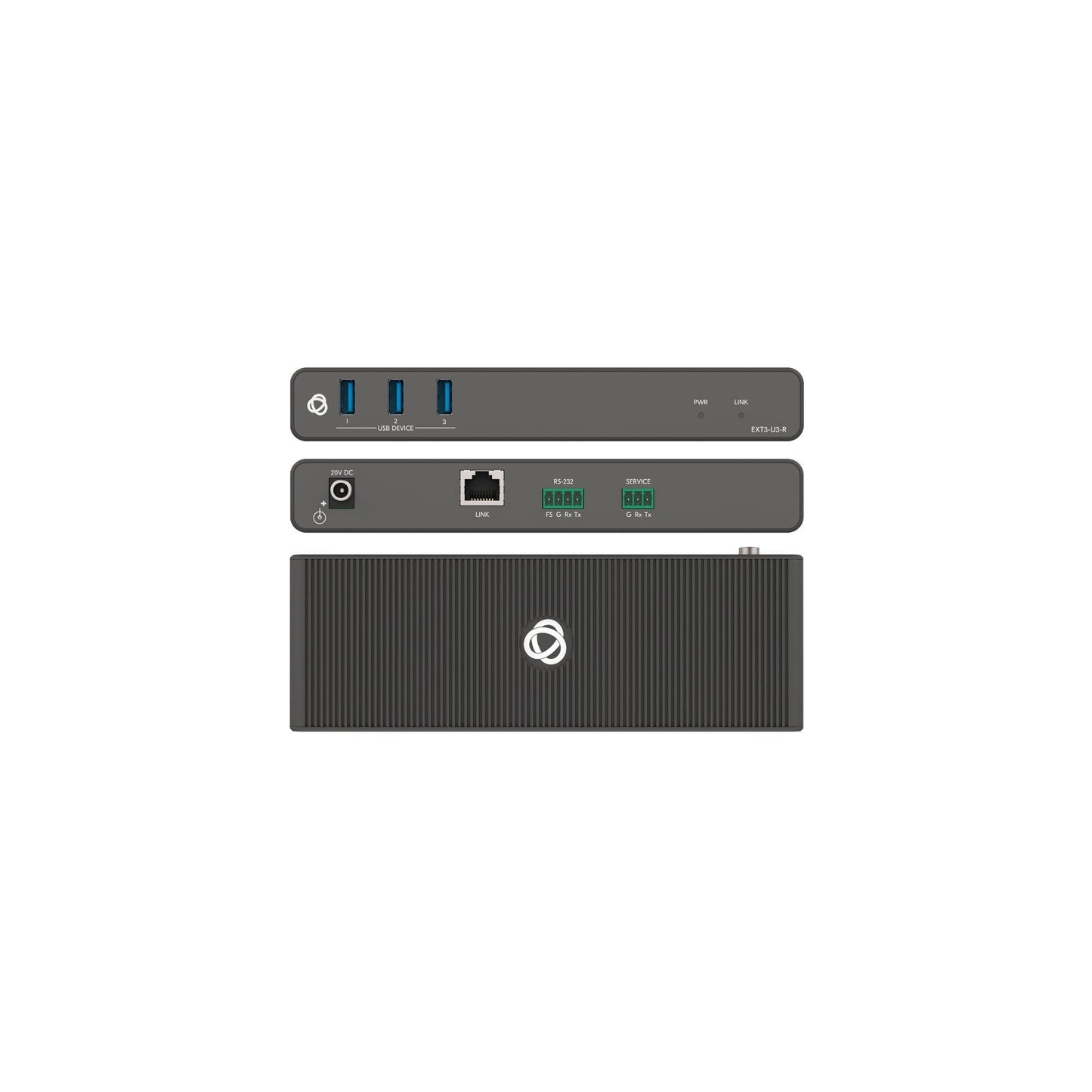 Kramer USB 3.2 Gen 1 Extender with RS232 and FSYNC Extended Reach CAT Transmission LED Indicators