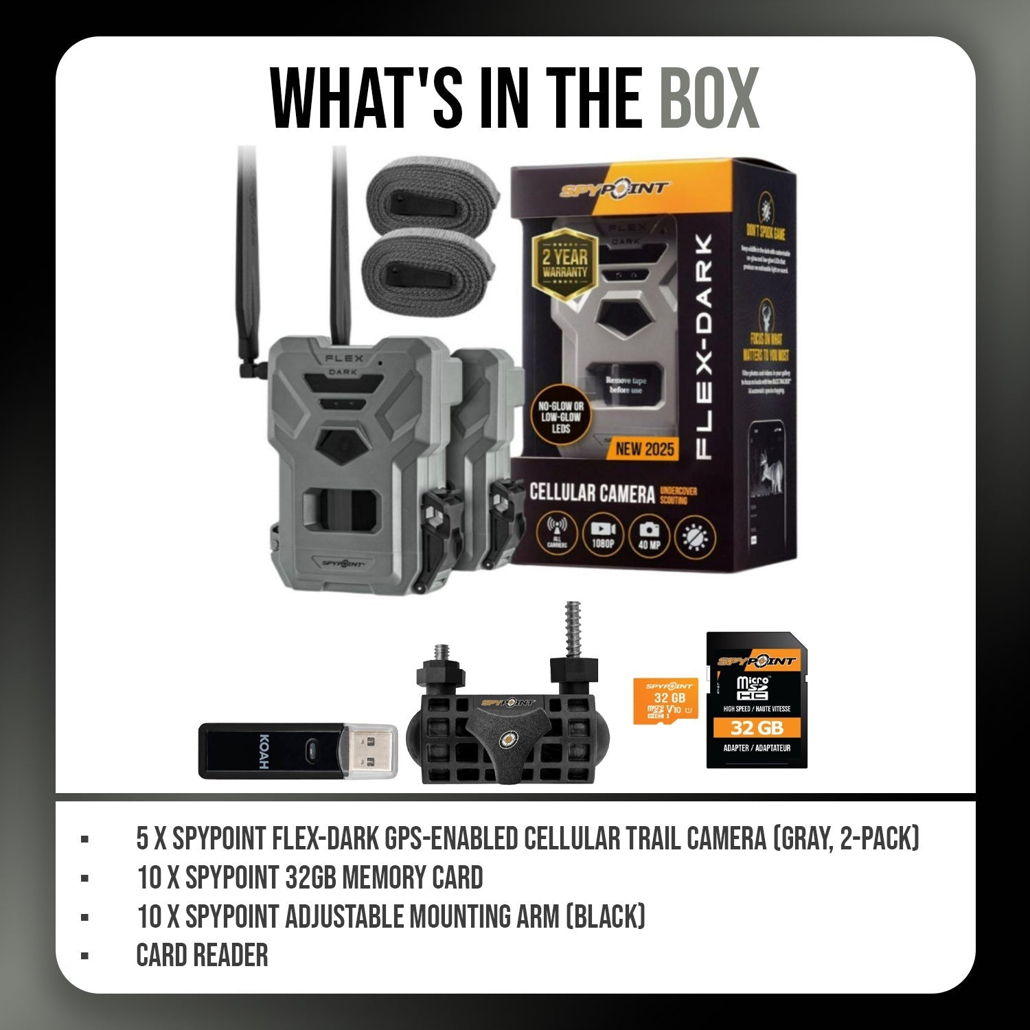 Spypoint Flex Dark GPS Cellular Trail Camera (10-Pack) Bundle