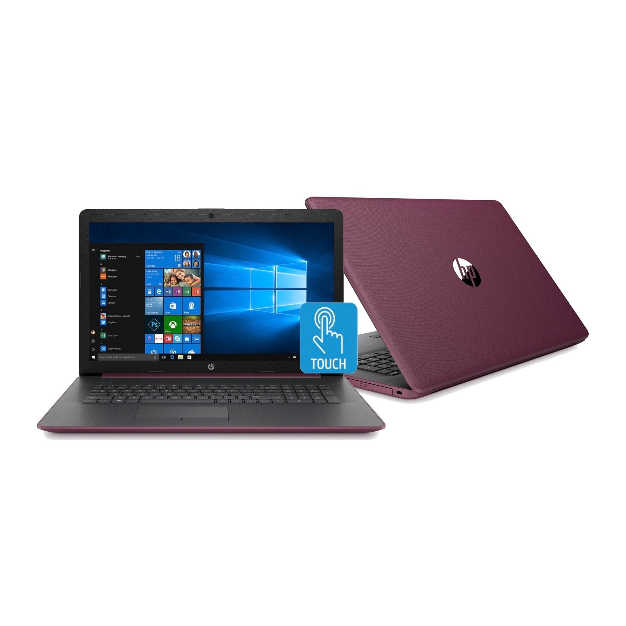 HP 17-CA0018 17.3" HD+ Touchscreen Laptop, AMD A9-9425, 8GB RAM, 256GB SSD, Backlit Keyboard, Windows 10 (Certified Refurbished)