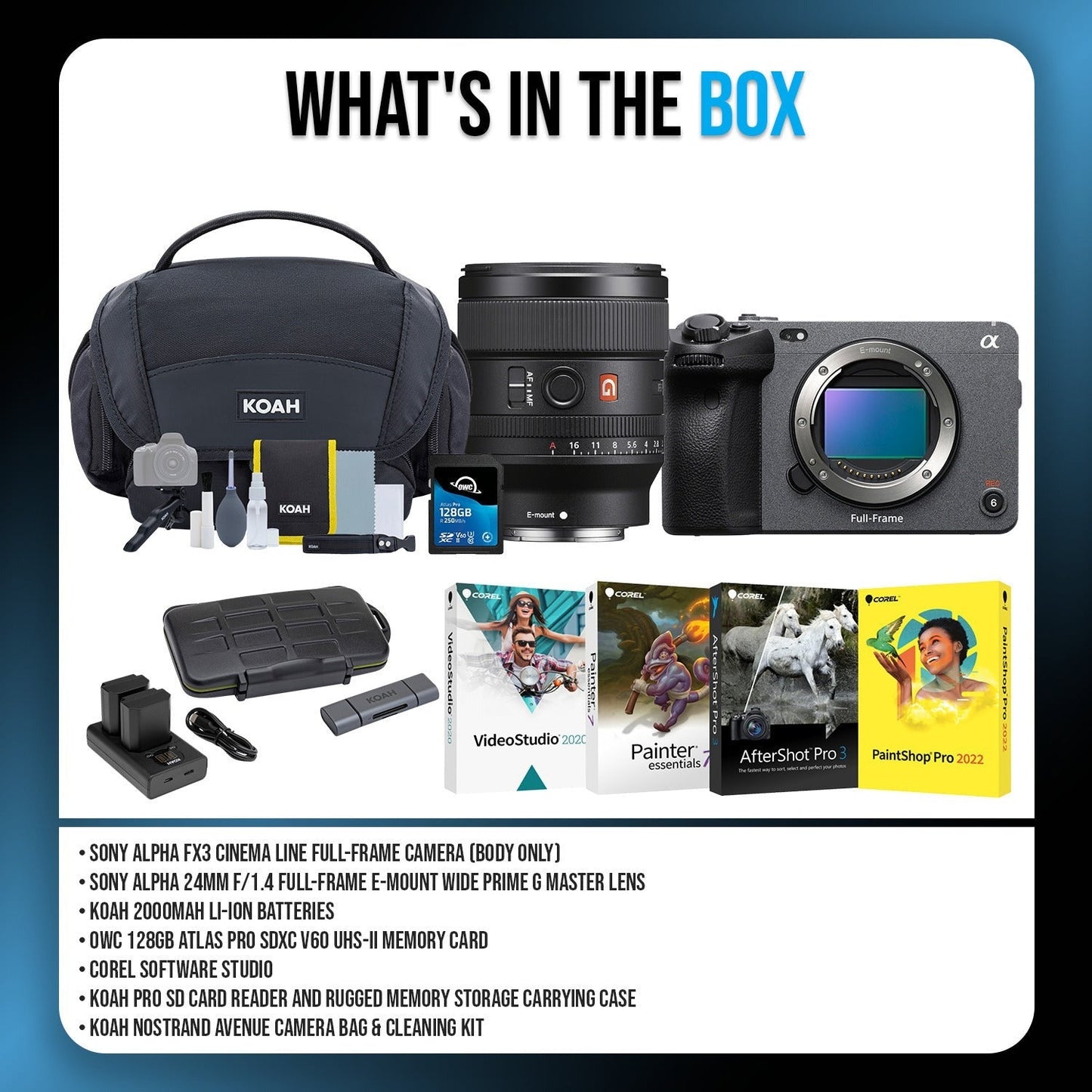 Sony FX3 Full-Frame Cinema Camera with 24mm f/1.4 E-Mount Lens Bundle