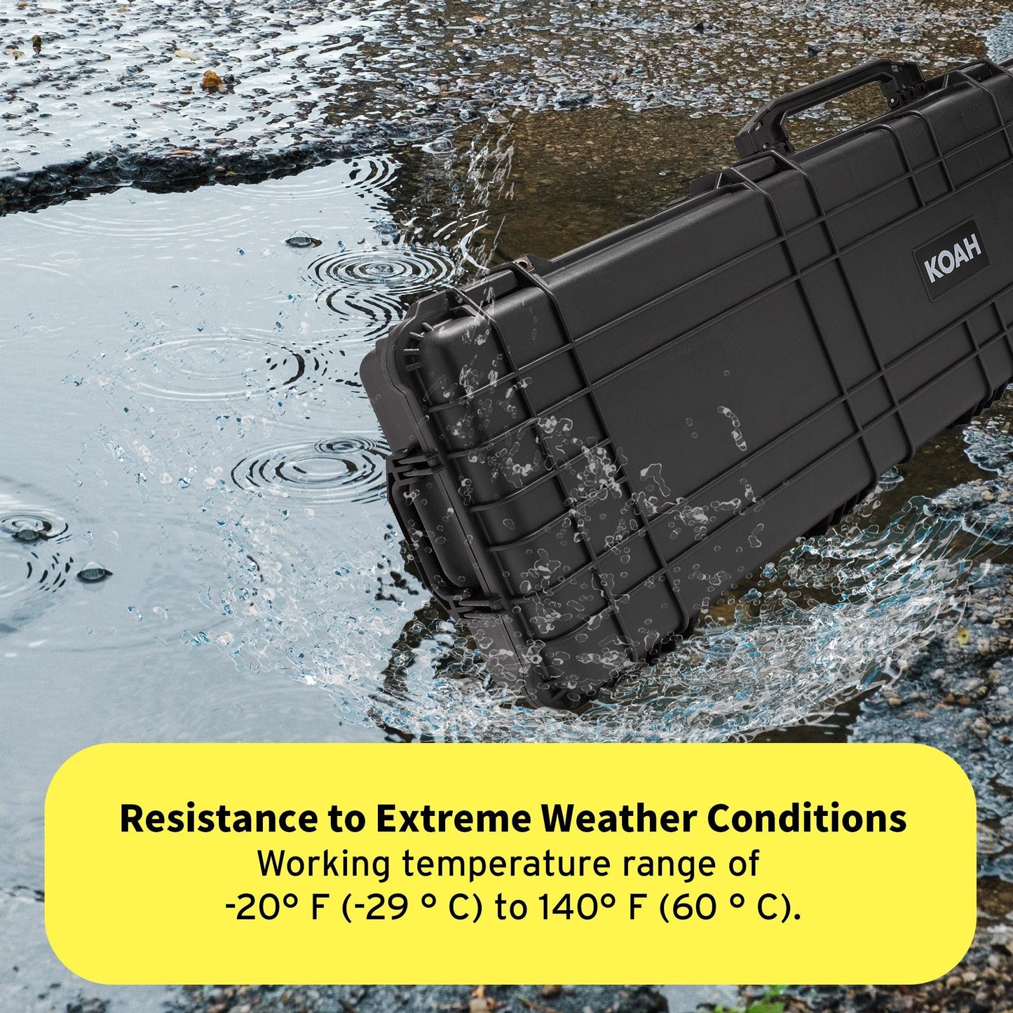 Koah 53-Inch Weatherproof Protective Roller Rifle Hard Case (Black)