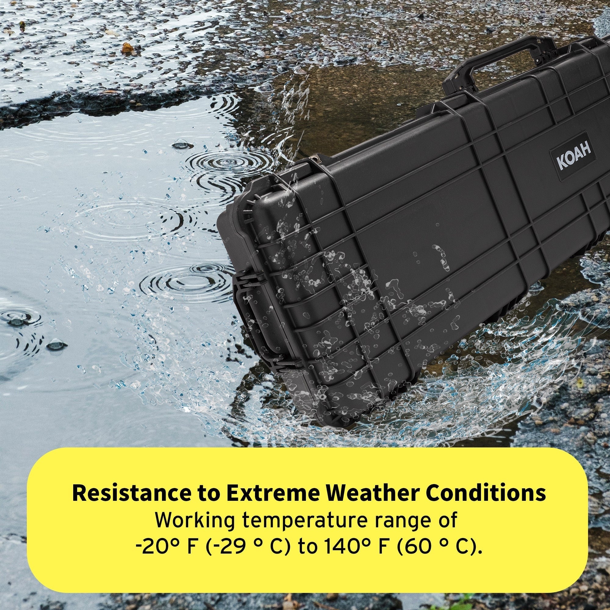 Koah 53-Inch Weatherproof Protective Roller Rifle Hard Case (Black)