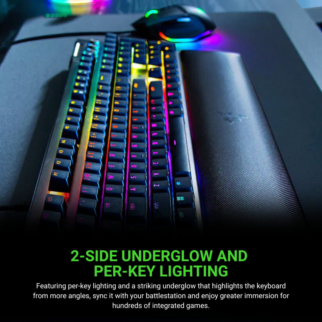 Razer BlackWidow V4 Green Switch Gaming Keyboard Bundle, RZ03-04690200, Black (Certified Refurbished)