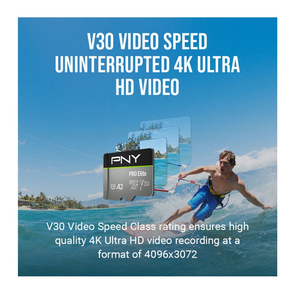 PNY 256GB PRO Elite UHS-I microSDXC Memory Card with SD Adapter