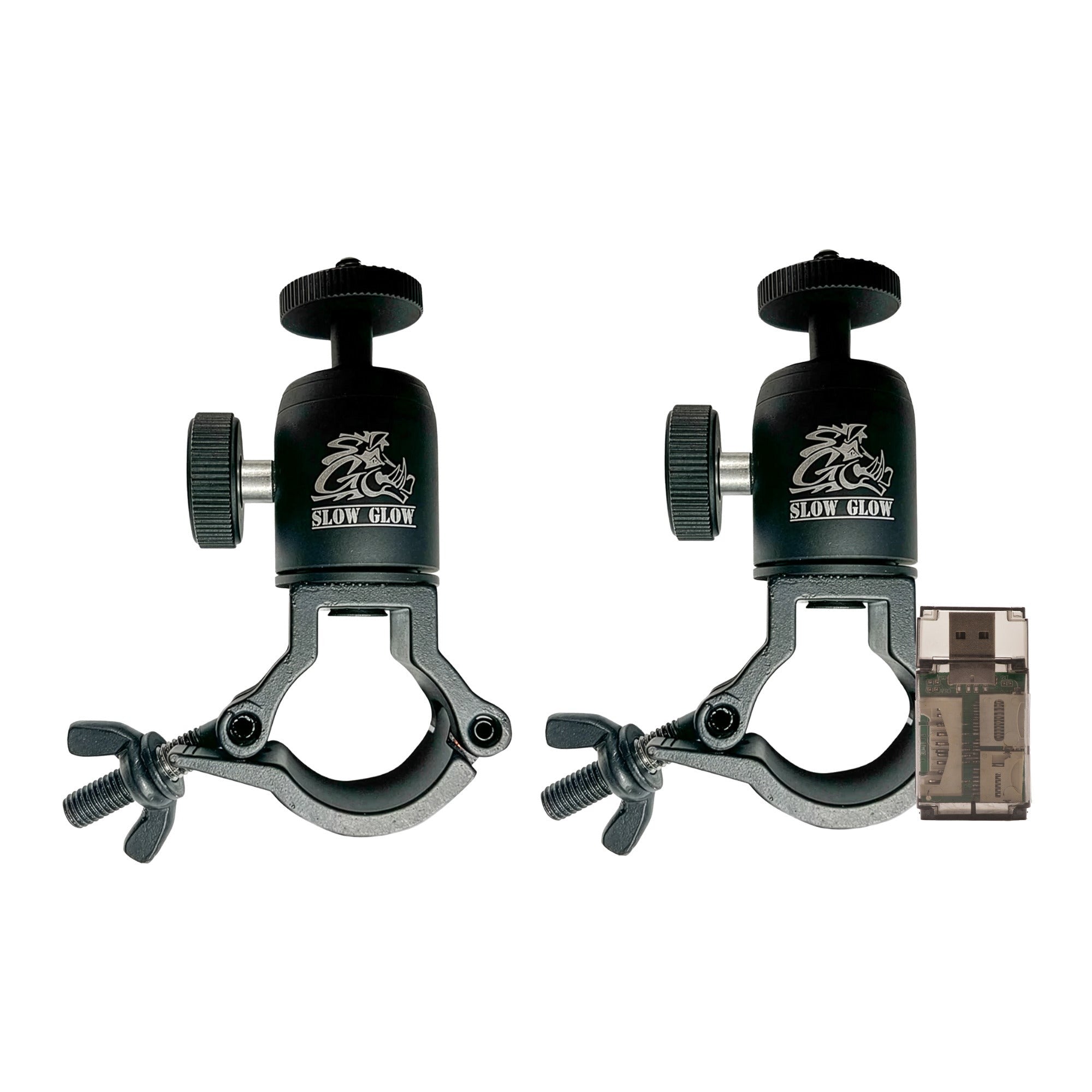 Slow Glow Maverick T-Post Trail Camera Mount with Adjustable Ball Head 2-Pack with Card Reader