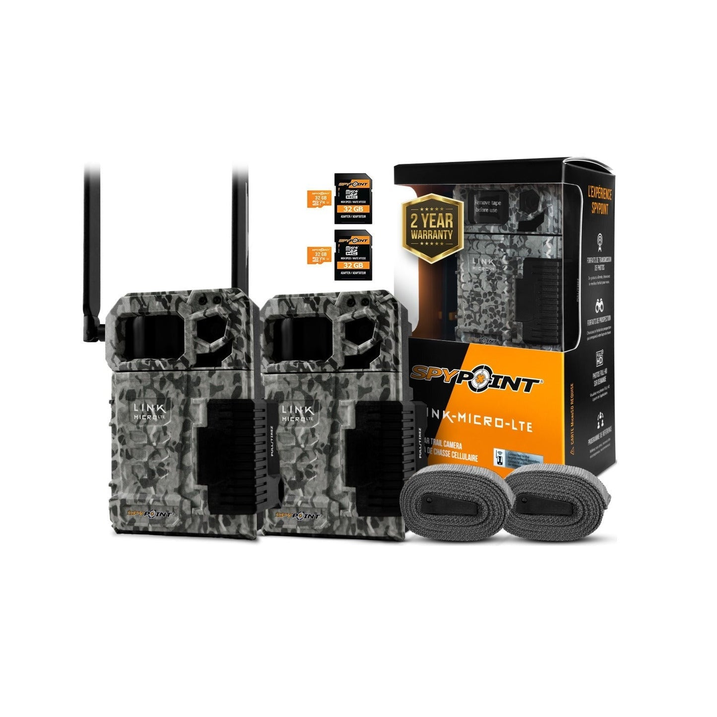 Spypoint LINK-MICRO-LTE-V Cellular Trail Camera with 32GB Micro SD Card (2-Pack)