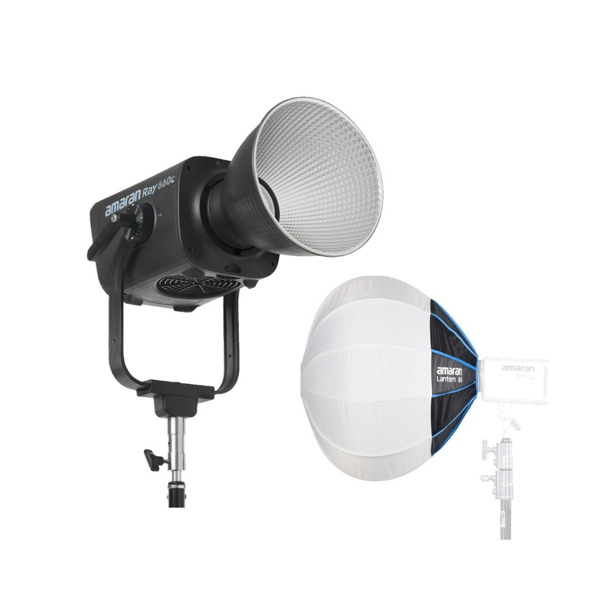 Amaran Ray 660W Full-Color COB Video Light Bundle with 2-Feet Lantern 65 Softbox
