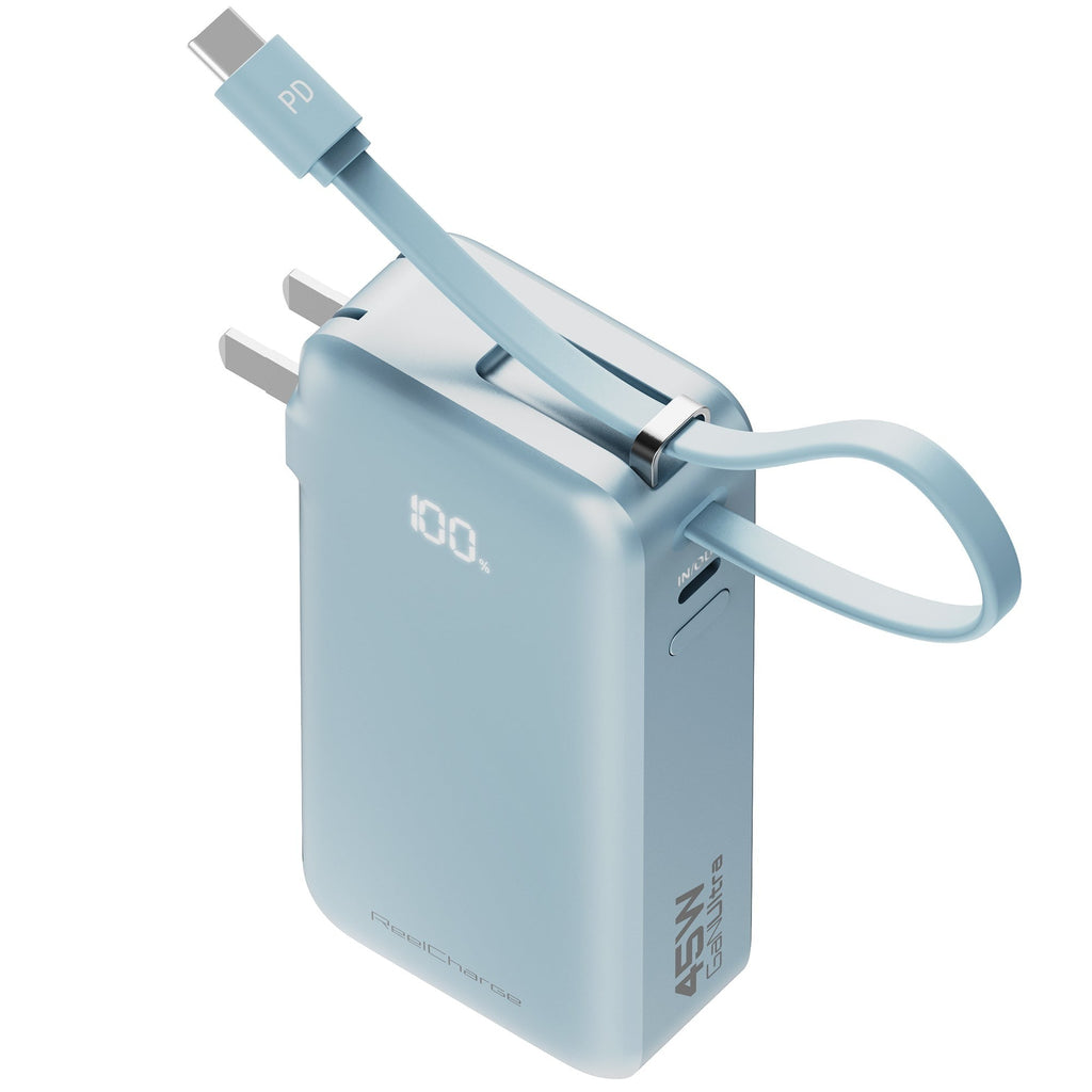 ReelCharge 10,000 mAh 65W Power Bank Flex (Cool Blue)