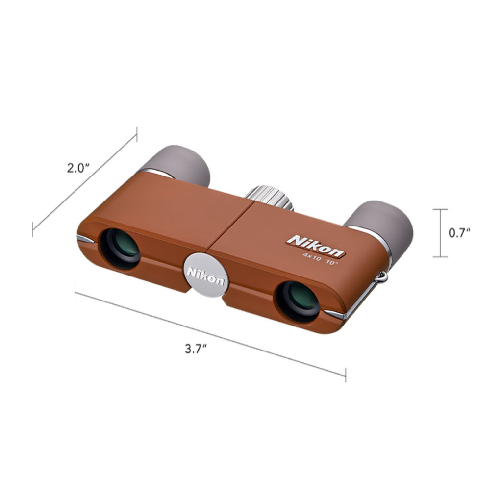 Nikon 4x10D CF Pocket Binoculars (Amber Brown) with Shoulder Bag Bundle