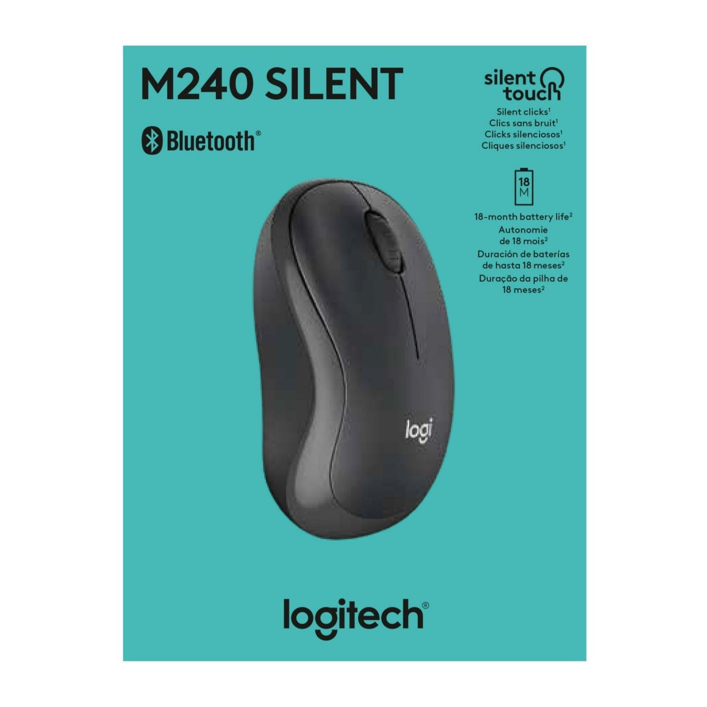 Logitech M240 Silent Cordless Long Range Bluetooth Mouse with Pre-Installed AAA Battery (Graphite)