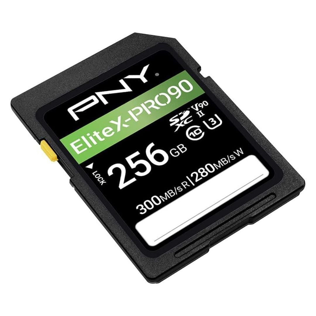 PNY EliteX-Pro 90 Class 10 U3, UHS-II SD Flash 256GB Memory Card for 8K Videography