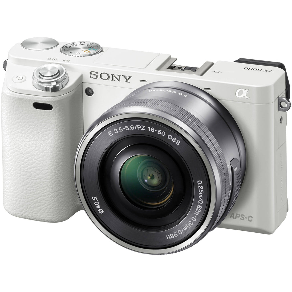Sony Alpha a6000 24.3MP Mirrorless Digital Camera with 16-50mm Lens (White)