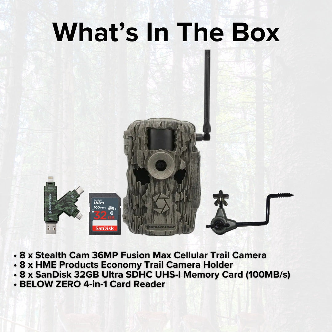 Stealth Cam 36MP Fusion Max Cellular Trail Camera with 80-Feet Detection Range (2-Pack) x 4 Bundle