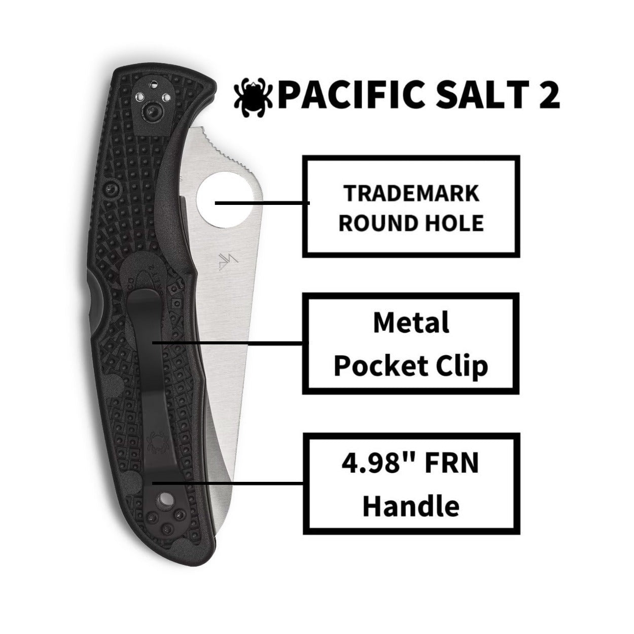Spyderco Pacific Salt 2, 8.72-Inch Lightweight Folding Knife with Black Handle